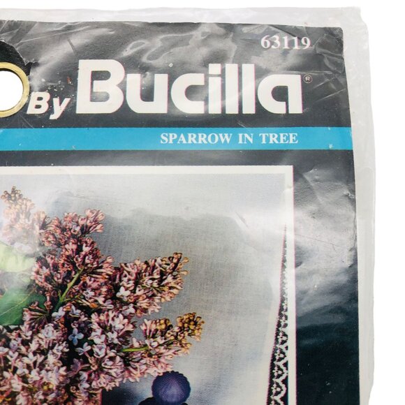 New Bucilla Stamped Cross Stitch Sparrow in Tree Special Edition Dresser Scarf - Picture 3 of 6